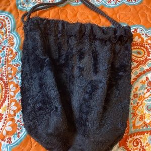 Vintage rare Sharfman Johnstad black cashmere satchel beggars bag